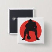 huthut quarterback football silhouet design vierkante button 5,1 cm (Voorkant /achterkant)