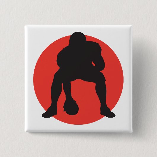 huthut quarterback football silhouet design vierkante button 5,1 cm (Voorkant)