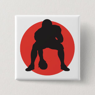 huthut quarterback football silhouet design vierkante button 5,1 cm