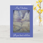 Hutje in het bos, kerstkaart kaart (Gele Bloem)