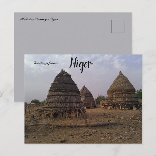 Huts in het Briefkaart van Niamey Niger (Voorkant / Achterkant)