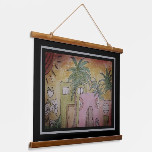 Huts & Palm Trees Hangend Wandkleed (Gebogen)