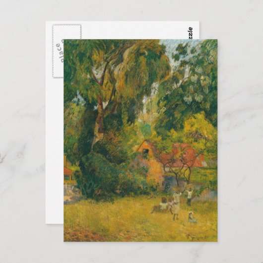 Huts under the Trees, by Paul Gauguin Briefkaart (Voorkant / Achterkant)
