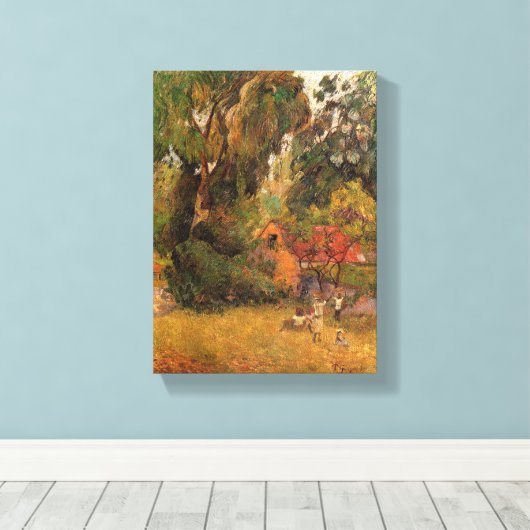 Huts under the Trees, by Paul Gauguin Canvas Afdruk (Insitu (Houten vloer))