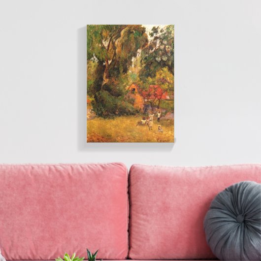 Huts under the Trees, by Paul Gauguin Canvas Afdruk (Insitu (Woonkamer))