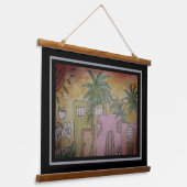 Hutten & Palmbomen Hangend Wandkleed (Gebogen)