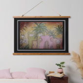Hutten & Palmbomen Hangend Wandkleed (Slaapkamer)
