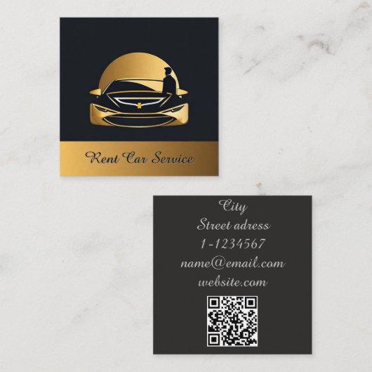 Huur auto service QR-code professioneel Vierkante Visitekaartje (Voorkant / Achterkant)