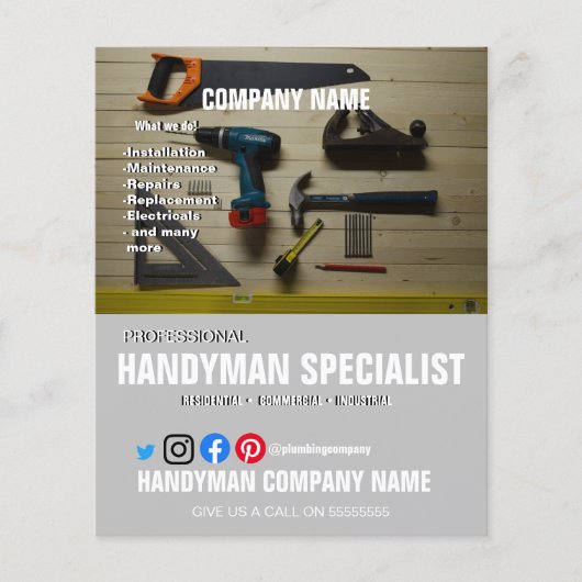 huur een HANDYMAN SPECIALIST DIY helper man Flyer (Voorkant)