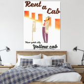Huur een taxi! NYC Gele taxi poster Canvas Afdruk (Insitu (Slaapkamer))