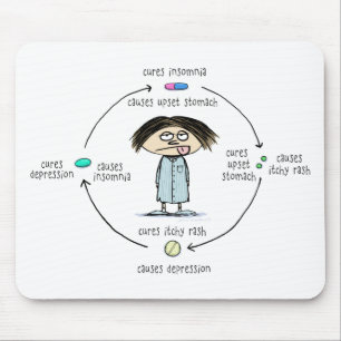 Huur en oorzaken Funny Medicinal Cartoon Muismat