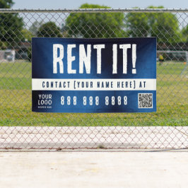 Huur het banner met QR-code Blauwe Grunge Gradiënt