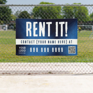 Huur het banner met QR-code Blauwe Grunge Gradiënt