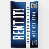 Huur het banner met QR-code Blauwe Grunge Gradiënt (Verticaal)