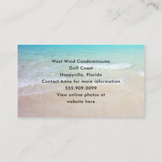 Huur mijn condo tropische locatie Tall Palm Trees Visitekaartje (Achterkant)