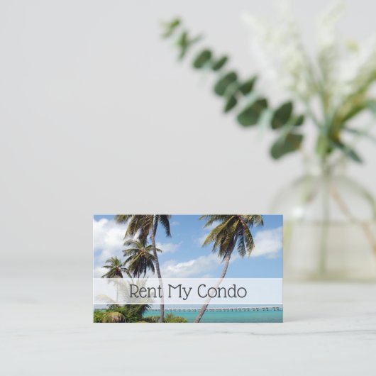 Huur mijn condo tropische locatie Tall Palm Trees Visitekaartje (Staand voorkant)
