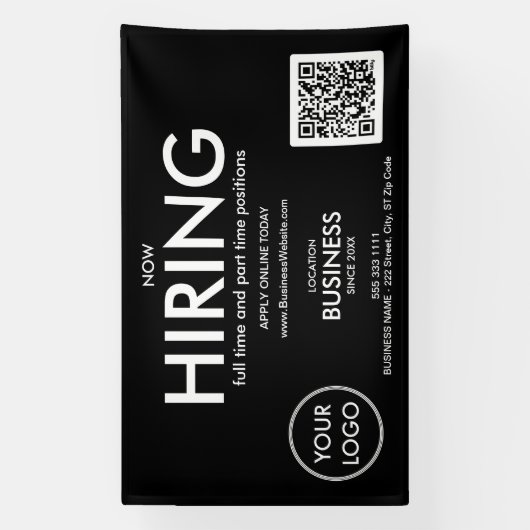 Huur nu moderne Black Business Logo QR-code in Spandoek (Verticaal)
