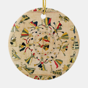 Huur: vierkante borduurplaat waarop Punjabi dan te Keramisch Ornament