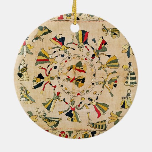 Huur: vierkante borduurplaat waarop Punjabi dan te Keramisch Ornament (Achterkant)