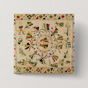 Huur: vierkante borduurplaat waarop Punjabi dan te Vierkante Button 5,1 Cm