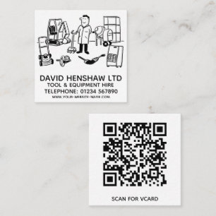 Huur voor gereedschap en apparatuur vierkante visitekaartje