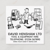 Huur voor gereedschap en apparatuur vierkante visitekaartje (Voorkant)