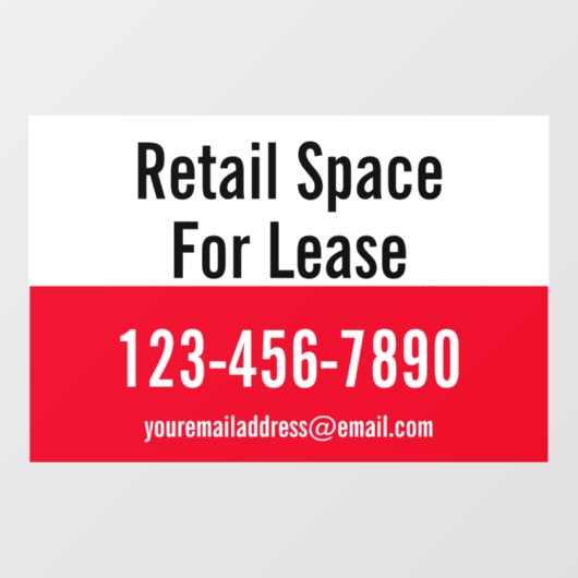 Huur winkelruimte Telefoonnummer Rood en Wit Raamsticker (Vel)