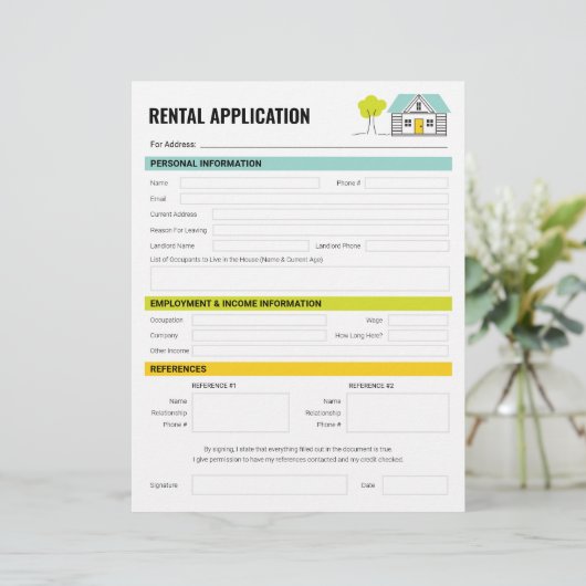 Huuraanvraagformulier Sjabloon verhuurders huurder (Staand voorkant)