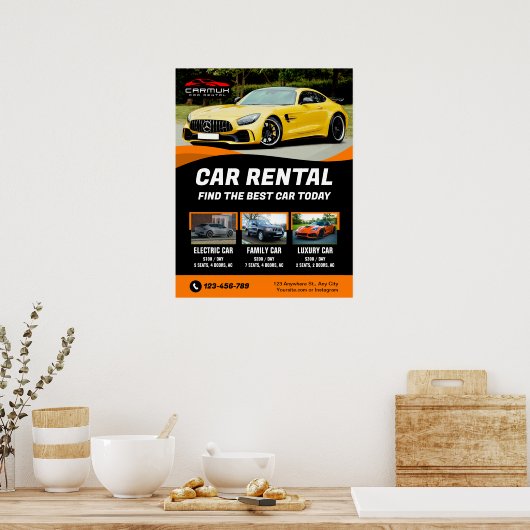 Huurauto Premium Professional Modern Poster (Keuken)