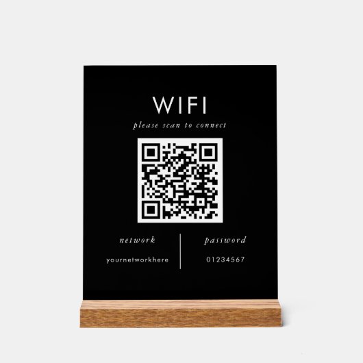 Huurders Wifi | Wifi Plaque met QR-code Acryl Bord (Voorkant)
