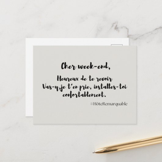 Huurkaart "CHER WEEK-END" Briefkaart (Voorkant / Achterkant in situ)