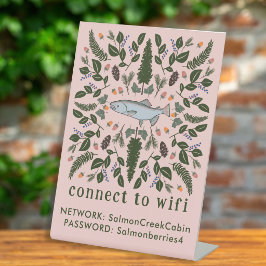 Huurvakantie WIFI Login Wachtwoord Zalm Natuur Reclamebord Met Voetstuk