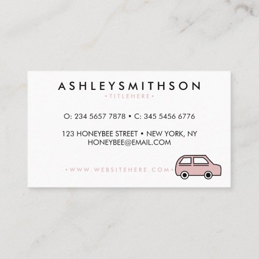  huurwagen visitekaartje (Achterkant)