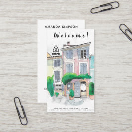 Huurwoning foto en logo Airbnb Visitekaartje