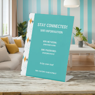 Huurwoning WiFi-informatie Retro Starburst Reclamebord Met Voetstuk