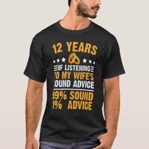 huwelijk 12 jaar huwelijksdag voor husban t-shirt