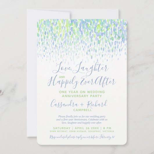 Huwelijk 1e jubileum feestje voor altijd gelukkig kaart (Voorkant)