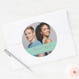 Huwelijk Aangepaste Dankjewelsticker Met Enkele Fo Ronde Sticker