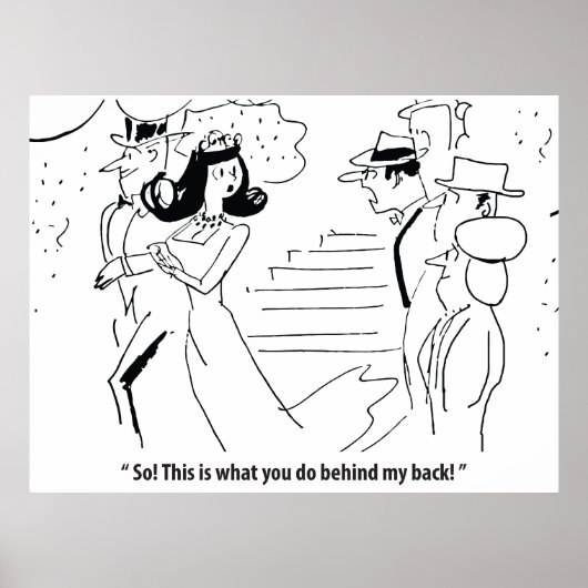 Huwelijk achter zijn rug, humoristisch poster (Voorkant)