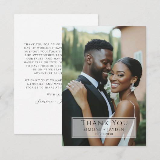 Huwelijk Afro-Amerikaanse foto Dank u Bedankkaart (Voorkant / Achterkant)