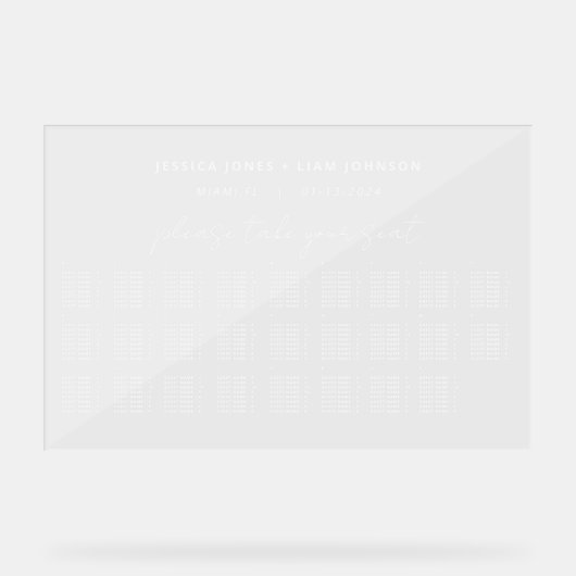 Huwelijk Alfabetische Zitting Grafiek Acryl Teken Acryl Bord (Voorkant)