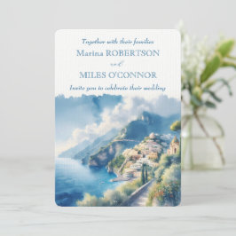 Huwelijk Amalfi Coast Waterverf Italië Bestemming Kaart