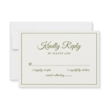 Huwelijk Antwoord Alstublieft Modern Crème & Olijf