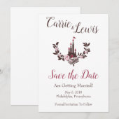 Huwelijk Assepoester Sprookjeskasteel Floral Garla Kaart (Voorkant / Achterkant)