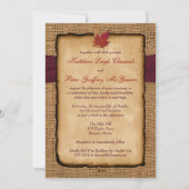 Huwelijk | Autumn Leaves | FAUX Burlap | Wijn Kaart (Achterkant)