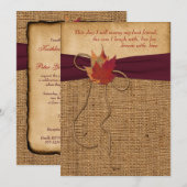 Huwelijk | Autumn Leaves | FAUX Burlap | Wijn Kaart (Voorkant / Achterkant)