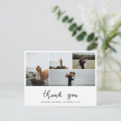 Huwelijk Bedankt Script | Elegante Foto Collage Briefkaart (Staand voorkant)