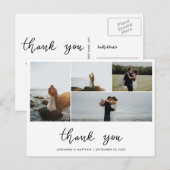 Huwelijk Bedankt Script | Elegante Foto Collage Briefkaart (Voorkant / Achterkant)