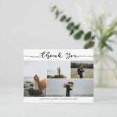 Huwelijk Bedankt Script | Elegante Foto Collage Briefkaart (Staand voorkant)