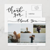 Huwelijk Bedankt Script | Elegante Foto Collage Briefkaart (Voorkant / Achterkant)